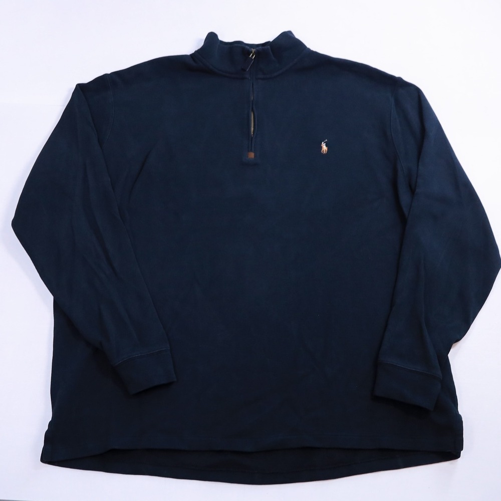 Polo Ralph Lauren Pullover 2XLT Black 1/4 Quarter Zip Tall Sweater Flesh Pony